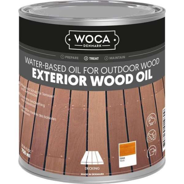 Onderhoudsolie - Woca - Exterior oil - Buitenhout - Teak - Houtolie - 0,75 L
