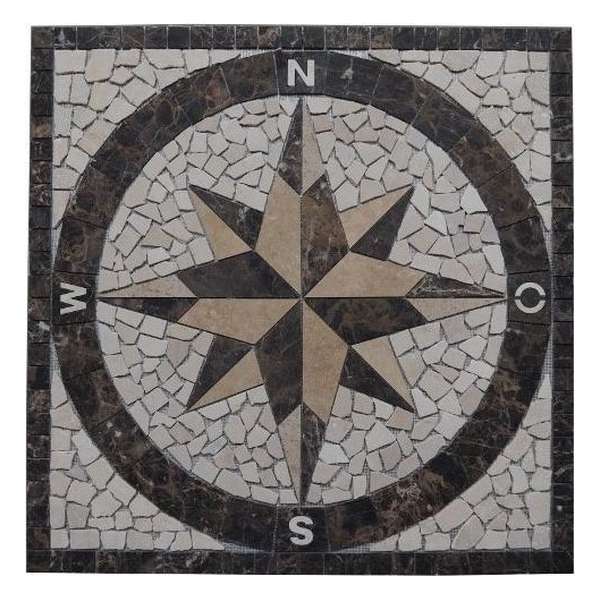 Mozaiek medallion windroos 90 x 90 Mozaiek medallion windroos 90 x 90