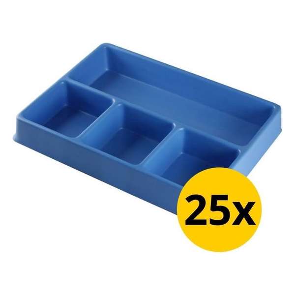 Datona® Vakverdeling met 4 compartimenten - 25 stuks - Blauw Datona® Vakverdeling met 4 compartimenten - 25 stuks - Blauw