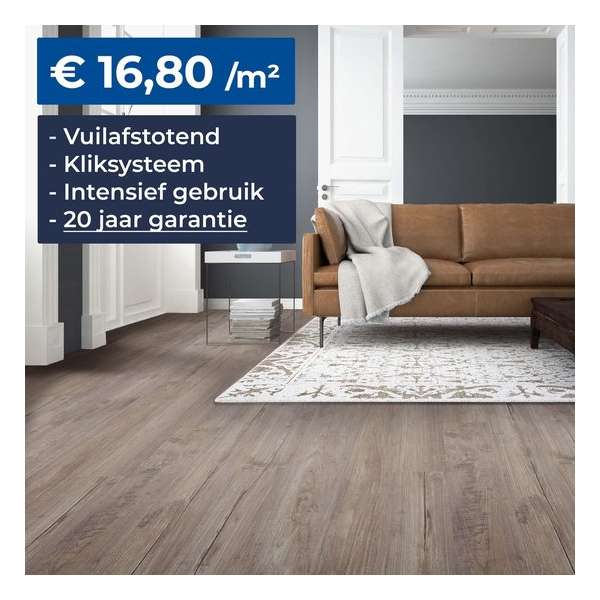HDM Homebrand Laminaat - Aged Teak Beige - Vloer - Kliksysteem - Embossed - 8mm - 20 Jaar Garantie - 2,131 m² Per Pakket HDM Homebrand Laminaat - Aged Teak Beige - Vloer - Kliksysteem - Embossed - 8mm - 20 Jaar Garantie - 2,131 m² Per Pakket