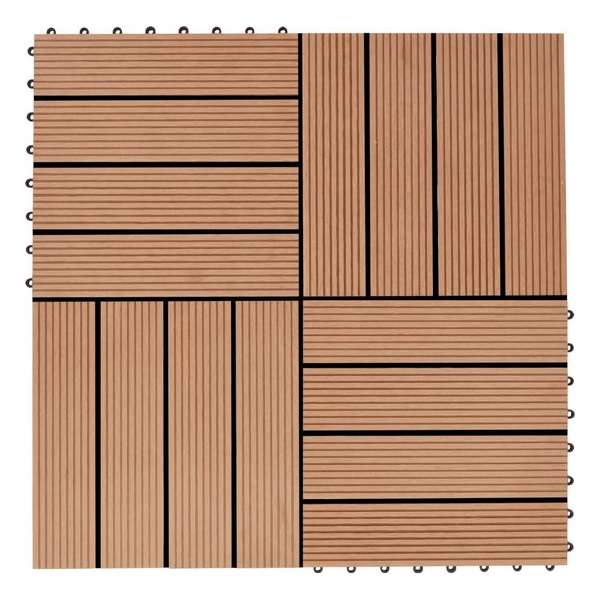 vidaXL 22 st Terrastegels 30x30 cm 2 m² HKC teakkleur