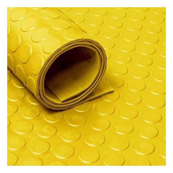 Rubber loper per meter bestelbaar - rubbermat op rol Noppen 3mm geel - Breedte 120 cm - Geurloos Rubber loper per meter bestelbaar - rubbermat op rol Noppen 3mm geel - Breedte 120 cm - Geurloos
