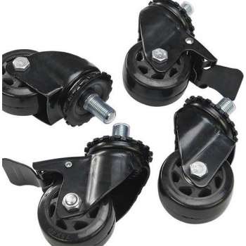 Datona® Wielset voor werkbank M10 - Kunststof - Zwart