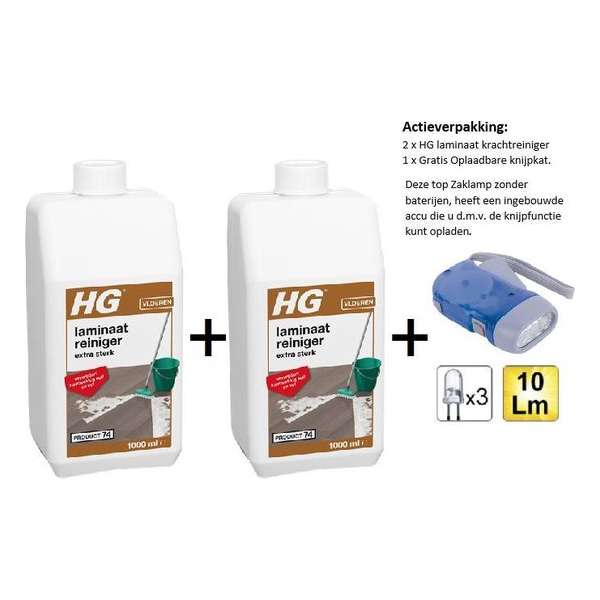 HG laminaatreiniger extra sterk - 2 stuks - Gratis Knijpkat - Gratis Zaklamp HG laminaatreiniger extra sterk - 2 stuks - Gratis Knijpkat - Gratis Zaklamp