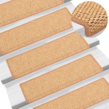 vidaXL Trapmatten zelfklevend 15 st sisal-look 65x25 cm oranje