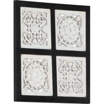 vidaXL Wandpaneel handgesneden 40x40x1.5 cm MDF zwart en wit