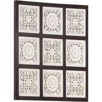 vidaXL Wandpaneel handgesneden 60x60x1.5 cm MDF bruin en wit