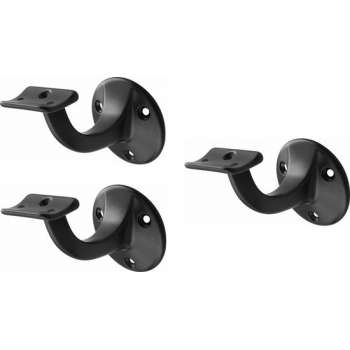 Leuninghouder zwart 75mm - Opschroef - Hol zadel Hermeta - 3505-70 - 3 stuks