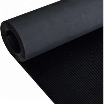 Rubberen anti-slip vloermat 2x1m fijn geribbeld
