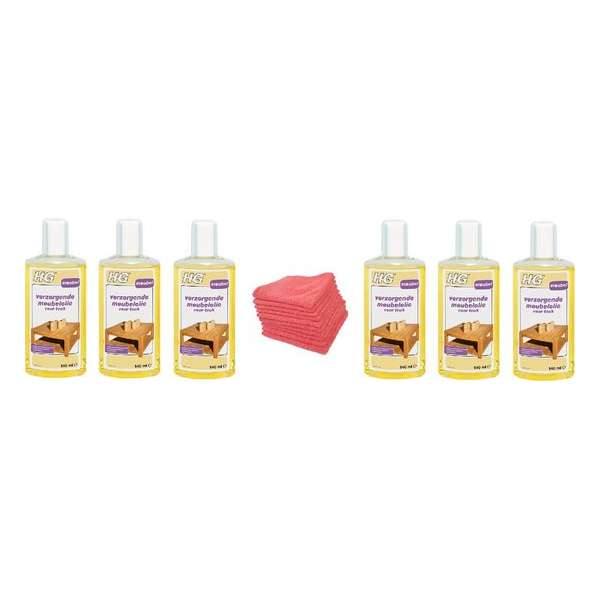 HG verzorgende meubelolie voor teak Doos 6 Stuks + 10 Microvezeldoeken