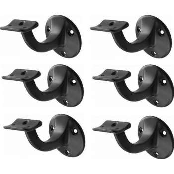 Leuninghouder zwart 75mm - Opschroef - Hol zadel Hermeta - 3505-70 - 6 stuks