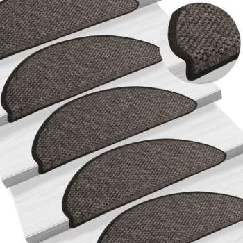 vidaXL Trapmatten zelfklevend 15 st sisal-look 65x25 cm antracietkleur