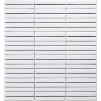 0,87m² - Mozaiek Tegels - Sevilla Kitkat mini's Wit glans 1,2x9,2cm