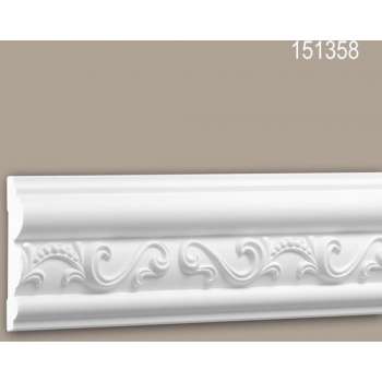 Wandlijst 151358 Profhome Lijstwerk Sierlijst Frieslijst neo-empire stijl wit 2 m