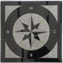Graniet Mozaiek tegel zwart/wit medallion windroos 67 x 67 cm