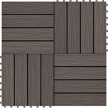 vidaXL Terrastegels diep reliëf 30x30 cm 1 m² HKC donkerbruin 11 st