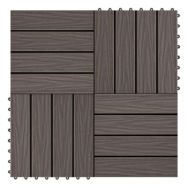 vidaXL Terrastegels diep reliëf 30x30 cm 1 m² HKC donkerbruin 11 st vidaXL Terrastegels diep reliëf 30x30 cm 1 m² HKC donkerbruin 11 st