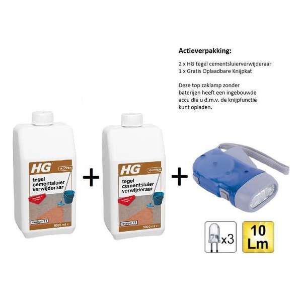 HG tegel cementsluierverwijderaar (product 11) - 2 stuks - Gratis Knijpkat - Gratis Zaklamp HG tegel cementsluierverwijderaar (product 11) - 2 stuks - Gratis Knijpkat - Gratis Zaklamp