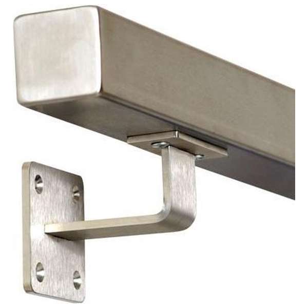 RVS Vierkante Trapleuning 120 cm met 2 houders RVS Vierkante Trapleuning 120 cm met 2 houders