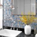vidaXL Mozaïektegels 22 st zelfklevend 30x30 cm glas grijs en blauw