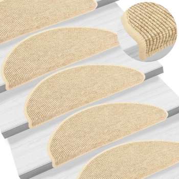 vidaXL Trapmatten zelfklevend 15 st sisal-look 65x25 cm beige