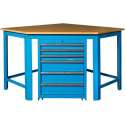 Datona® Hoekwerkbank - MDF blad - blauw + gereedschapskast - Blauw