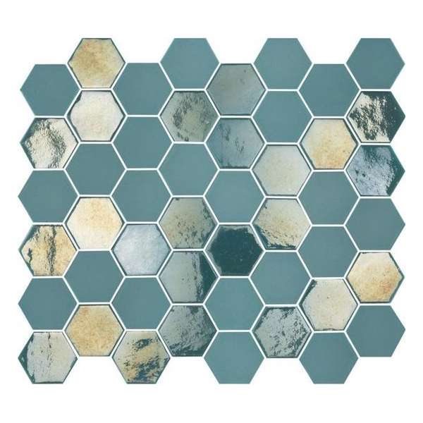 1m² -Mozaiek Valencia Hexagon Turquoise 4,3x4,9 1m² -Mozaiek Valencia Hexagon Turquoise 4,3x4,9