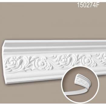 Kroonlijst 150274F Profhome Lijstwerk flexibele lijst Sierlijst rococo barok stijl wit 2 m