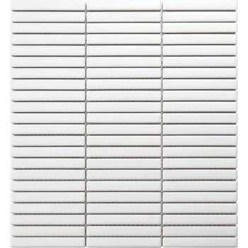 0,87m² - Mozaiek Tegels - Sevilla Kitkat mini's Wit Mat 1,2x9,2cm