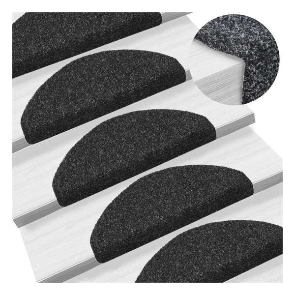 vidaXL Trapmatten zelfklevend 5 st 65x21x4 cm naaldvilt zwart vidaXL Trapmatten zelfklevend 5 st 65x21x4 cm naaldvilt zwart