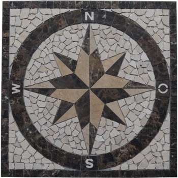 Mozaiek medallion windroos 120 x 120