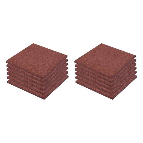 vidaXL Valtegels 12 st 50x50x3 cm rubber rood vidaXL Valtegels 12 st 50x50x3 cm rubber rood