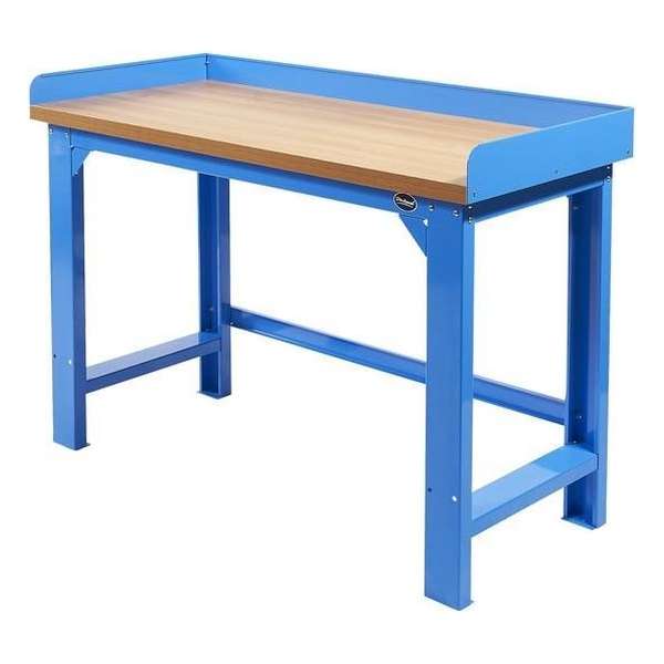 Datona® Werkbank PRO - eiken werkblad - legbord - 150 cm -  Blauw