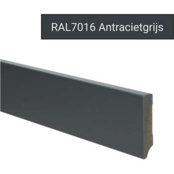 Hoge plinten - MDF - Moderne plint 70x15 mm - Grijs - Voorgelakt - RAL 7016 - Per stuk 2,4m
