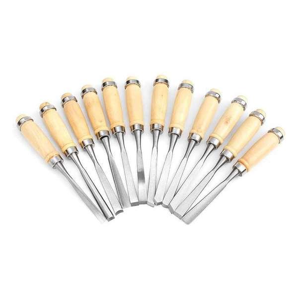 4artz® 12-delige gutsen / steekbeitelset - houtbewerking - 19,5cm lang 4artz® 12-delige gutsen / steekbeitelset - houtbewerking - 19,5cm lang
