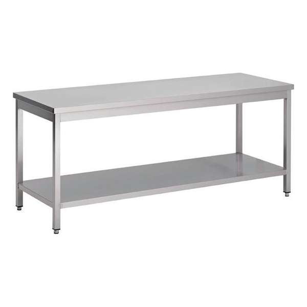 GastroRVS werktafel met onderblad 85x200x60cm GastroRVS werktafel met onderblad 85x200x60cm