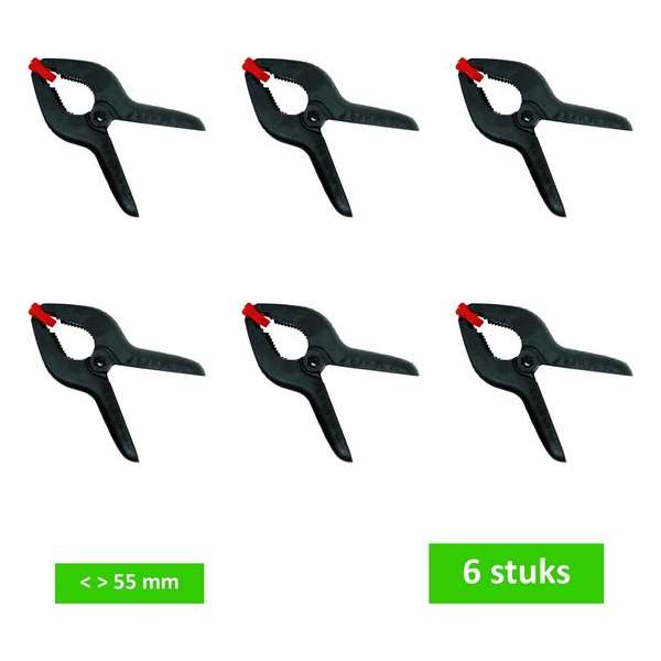 STEELWOOD lijmklem - spanklem - kunststof - klembereik 55 mm - 6 stuks STEELWOOD lijmklem - spanklem - kunststof - klembereik 55 mm - 6 stuks