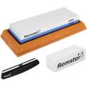 Slijpsteen, 2-in-1 messenslijper, set 6000/1000, antislip bamboeblok