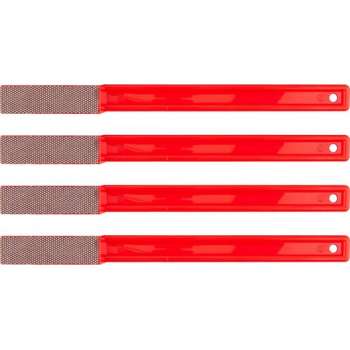 KGS PRO Diamant-handvijlen, 4 stuks (43x12 mm, plat, Rood (grit 200))