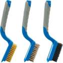 Silverline Borstel Set - Messing/Nylon/RVS - Medium 5 Rijen - 190 mm. - 3 Delig
