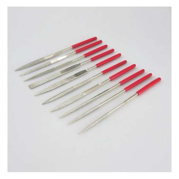 Diamant naaldvijl set - 10 delige diamant naaldvijl set - Diamant naaldvijl - Diamantvijl - Diamantvijl set - Rood - 160x4mm Diamant naaldvijl set - 10 delige diamant naaldvijl set - Diamant naaldvijl - Diamantvijl - Diamantvijl set - Rood - 160x4mm