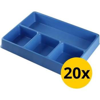 Datona® Vakverdeling met 4 compartimenten - 20 stuks - Blauw