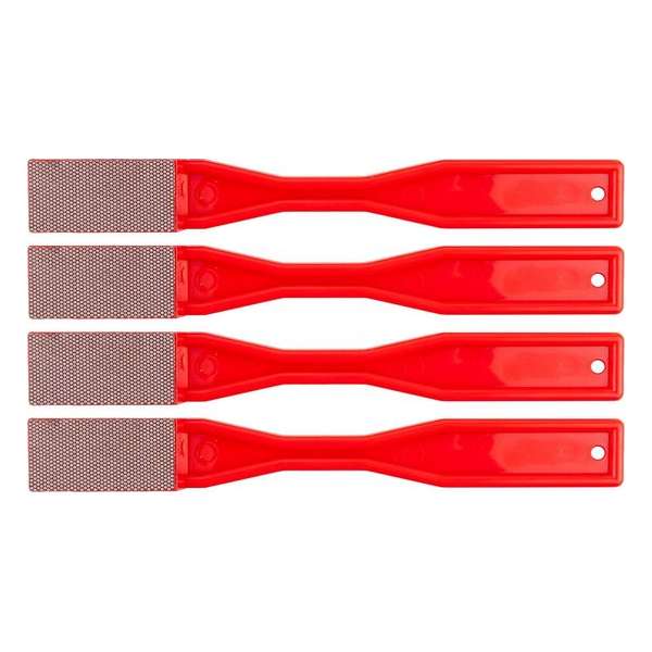 KGS PRO Diamant-handvijlen, 4 stuks (38x19 mm, plat, Rood (grit 200))