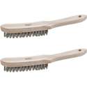 2x stuks staalborstels met 4 rijen roestvrij stalen haren - Schoonmaakborstels/draadborstels/roestborstels - 28 cm