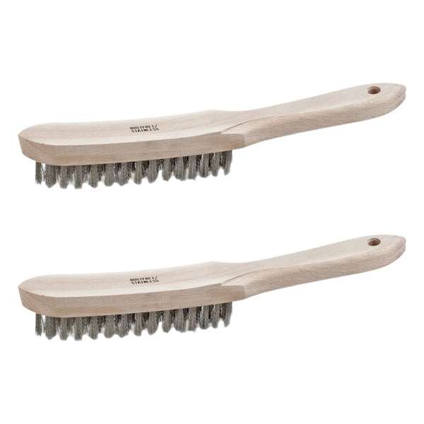 2x stuks staalborstels met 4 rijen roestvrij stalen haren - Schoonmaakborstels/draadborstels/roestborstels - 28 cm 2x stuks staalborstels met 4 rijen roestvrij stalen haren - Schoonmaakborstels/draadborstels/roestborstels - 28 cm