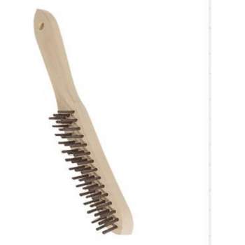Staalborstel gehard draad 28 cm Lengte,15 CM borstel en 3 rijen