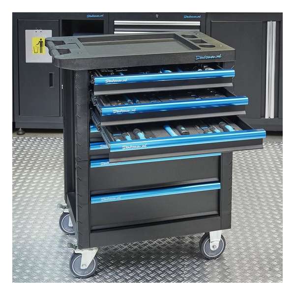 Datona® - Gevulde Gereedschapswagen - Basic Plus - 7 lades - 3 lades gevuld - Zwart Datona® - Gevulde Gereedschapswagen - Basic Plus - 7 lades - 3 lades gevuld - Zwart