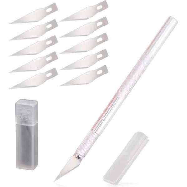 Scalpel Set Inclusief 10 Extra Mesjes - Hobbymes Scalpelmes Precisiemes Scalpel Set Inclusief 10 Extra Mesjes - Hobbymes Scalpelmes Precisiemes