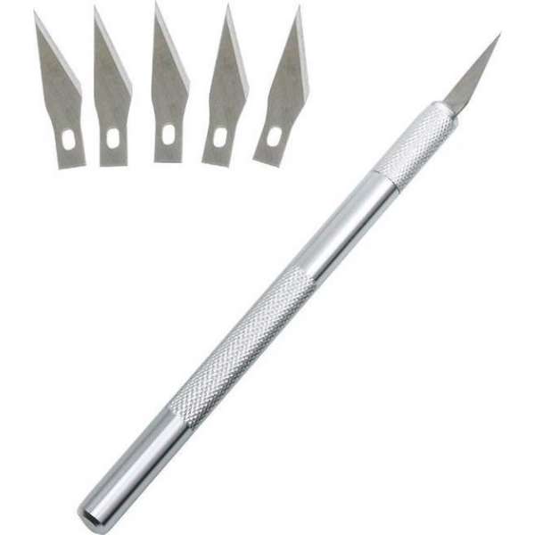 Scalpel mes met 5 extra mesbladen - Scalpelmes - Penmes - Hobbymes - Snijmes - Chirurgisch mes - Precisie mes - 7 delig Scalpel mes met 5 extra mesbladen - Scalpelmes - Penmes - Hobbymes - Snijmes - Chirurgisch mes - Precisie mes - 7 delig