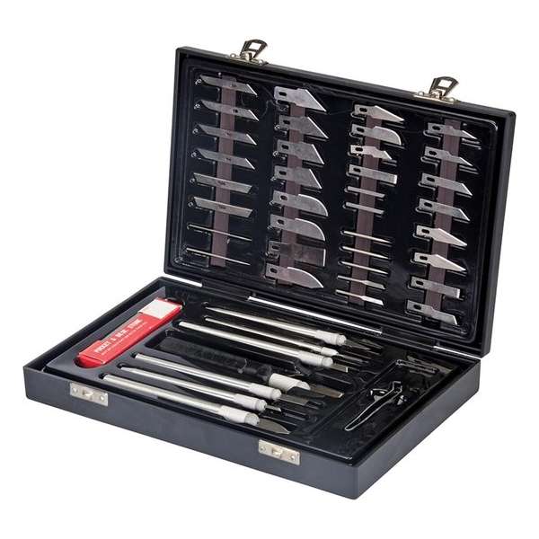 Silverline Precisie-, Scalpel-, Hobbymessen Set - 51 Delig - in Opbergkoffer Silverline Precisie-, Scalpel-, Hobbymessen Set - 51 Delig - in Opbergkoffer